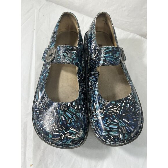 Alegria Paloma Blue Collage Clogs size 7 - Picture 2 of 15
